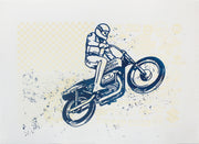 2025 Contemporary Quebec Silkscreen Poster, Motorcycle (Blue)